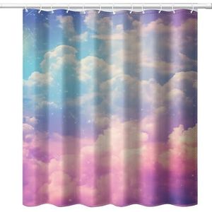 Douchegordijnen voor tuin wit oranje bloemen decoratie douchegordijn, polyester stof waterdicht, 3D digitaal schilderpatroon, badkamer decoratieset met haken, voor douchecabine, badkamer