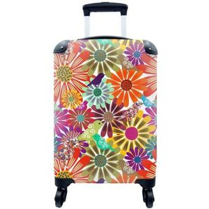 MuchoWow® Koffer - Regenboog - Bloemen - Patronen - Hippie - Past binnen 55x40x20 cm en 55x35x25 cm - Handbagage - Trolley - Fotokoffer - Cabin Size - Print