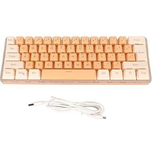 Kantoortoetsenbord, Imitatie Mechanische Technologie Plug and Play DC 5V 61 Toetsen RGB-achtergrondverlichting USB Bedraad 60% Gamingtoetsenbord voor Reisgamespeler (Geel oranje)