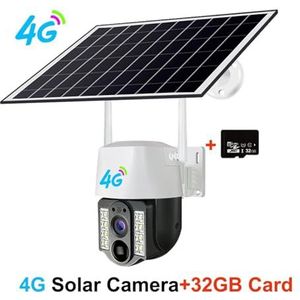 Zonnecamera 4G Sim Outdoor Dual Lens PIR Menselijk detecteren Draadloos Camara Aangedreven Energie Waterdichte CCTV Home Security Bescherming Beveiligingscamera'S Voor Thuis(4G Camera Add 32GB)