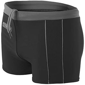 Aquarti Heren Zwembroek Kort met Contrasterende Biezen, 010 Zwart/Grijs, L