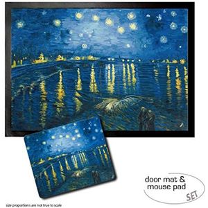 1art1 Vincent Van Gogh, Starry Night Over The Rhône, 1888 Deurmat (70x50 cm) + Muismat (23x19 cm) Cadeauset