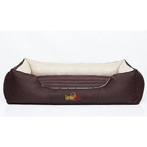 Hondenbed, hondenkussen, dierenbed, hondenmand, slaapplaats, hondensofa voor kleine en grote honden, afneembare en afwasbaar, comfort, 85 x 65 x 24 cm [maat: XL] - bruin met crèmig