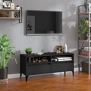 AUUIJKJF Entertainmentcentra en tv-standaards TV-meubel Zwart 100x34,5x44,5 cm Engineered Houten Meubels