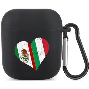 Italië Mexico Vlag Hart Leuke Case Voor AirPods 2&1 Shockproof Beschermende Hoofdtelefoon Gevallen Cover Met Sleutelhanger Voor Mannen Vrouwen