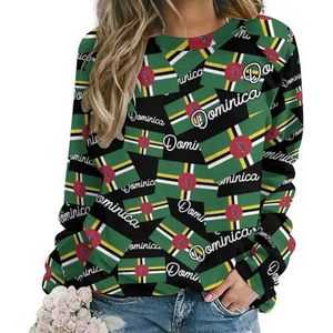 Dominica vlag nieuwigheid sweatshirt voor vrouwen ronde hals top lange mouw trui casual grappig