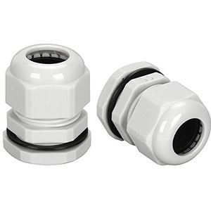 Waterdichte, witte kabelafsluiting, Kunststof nylon kabelsetconnectoren, IP68 kabelwartelconnector PA66 nylon EDPM rubber verpakking van 100(Pg9 100pcs)