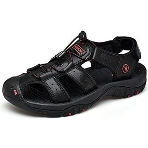 LOOMLO Heren Outdoor Hiking Sandalen, Sport Closed Toe Sandal-Heren robuuste sandalen voor extreme terrein- en weersomstandigheden (kleur: zwart, maat: 39)