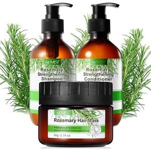 P-Beauty Rozemarijn haarverzorgingsset 1 haarmasker 60 g, shampoo 300 ml & conditioner 300 ml, voor haargroei en hoofdhuid | haarverzorgingskur, versterkende shampoo en haarconditioner voor beschadigd