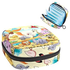 Periode Pouch Draagbare Tampon Opbergtas,Tampon Houder voor Portemonnee Vrouwelijke Product Organizer,Savannah Animal, Meerkleurig, 4.7x6.6x6.6 in/12x17x17 cm