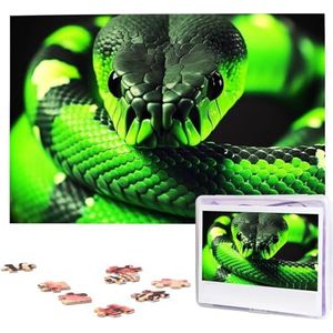 KHiry Puzzels 1000 stuks gepersonaliseerde legpuzzels 3D Snake Foto Puzzel Uitdagende Foto Puzzel voor Volwassenen Personaliz Jigsaw met opbergtas (74,9 cm x 50 cm)