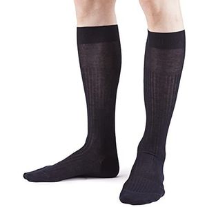 Ciocca Lange sokken met brede rib, van 100% katoen, Schots garen, 3/6 paar, Made in Italy, Marineblauw - 6 paar, 40-41