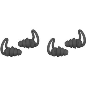 2 Set van Slapen Oordopjes Siliconen Oordopjes Ruisonderdrukking Herbruikbare Oordopjes voor Office Home, Zwart, 3 Lagen, Premium Zwart, 3layer