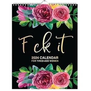 Kalender 2024 voor vermoeide vrouwen, scheldwoordplanner 2024, notitiepagina's, familieplanner met lijsten, grappige weekplanner, planner