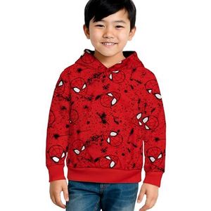 Marvel Spiderman hoodie voor jongens - kinderpullover met capuchon sweatshirt rood, rood, 110-116