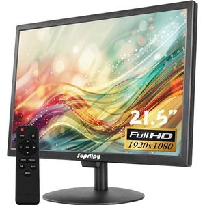 Suprlipy 21,5 inch FHD kleine monitor IPS LCD-scherm 1920x1080 60Hz 16:9 met HDMI BNC VGA AV USB-ingang ingebouwde luidspreker voor CCTV-beveiligingscamera DVR PC RasPi
