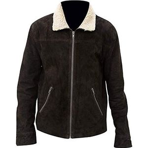 Aksah Fashion Heren Andrew Lincoln Walking Dead Rick Grimes suède leren jas, Bruin, M