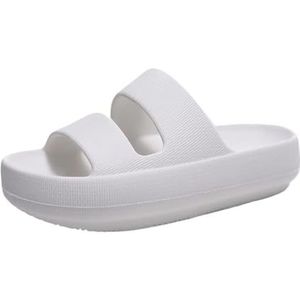 UBOHUZ Zomerpantoffels voor dames, thuis, doucheschoenen, lichtgewicht, strandsandalen, zomerpantoffels voor vrouwen, voor badkamer, zwembad, Wit, 41 EU