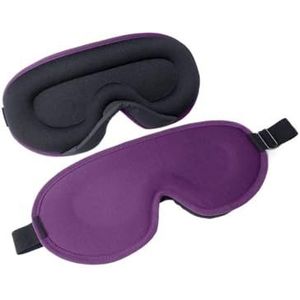3D-slaapmasker voor op reis, draagbaar, natuurlijk, met zacht traagschuim, gevoerde hoes, oogklep, schaduwmasker, slaapmasker (type B, paars, 4 stuks)