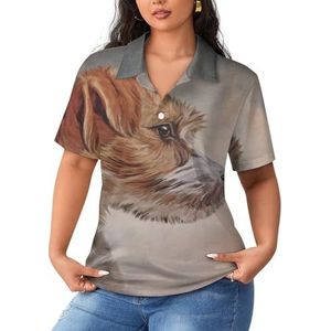 Jack Russell Terrier Poloshirts voor dames, korte mouwen, casual T-shirts met kraag, golfshirts, sportblouses, tops, 3XL