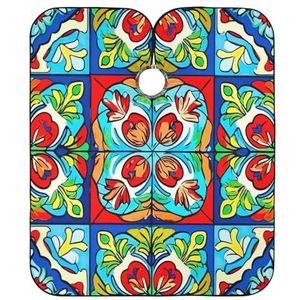Kapperscape Mexicaanse Talavera-tegel tondeuse geschikt haar salon cape verstelbare kapmantel voor huishouden volwassenen kapperswinkels 140 x 168 cm