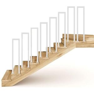 Trapleuning, smeedijzeren trapleuning, buitenbinnenleuning vangrail, moderne trapleuning for trappenvilla, tuin, zoldersteunbalk(White,75cm/29.5in)