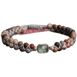 Natuurlijke Opaal Steen Kralen Charms Wrap Armband 4mm Zeesediment Jaspers Ronde Kralen Gevlochten Armband Paar Yoga Sieraden (Color : Ocean Jasper)