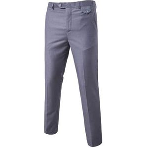 Casual herenbroek met rechte pijpen, stijlvolle slanke pasvorm, taps toelopende pak, effen kleur, zakelijke broek(Light gray,XXL)