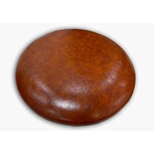 Leren comfortabele keukenstoel, Ronde kruk Antislip stoelkussen Leren sponskussens Restaurantkaartstoel Ronde kruk Barkruk Zitkussen Stoelkussen(Light brown,45cm)