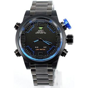 AMST Duik LED Horloge Mannen Luxe Merk Sport Militaire Horloge Echte kwarts horloge Mannen polshorloges Relogio Masculino(Blauw)