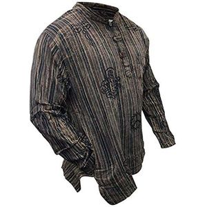 SHOPOHOLIC FASHION Unisex Stonewashed gestreepte lichtgewicht hippie opa, Bruin, XXL