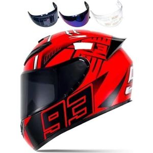 Volledige racemotorcrosshelm met helder en getint vizier, DOT-typegoedgekeurde fietshelm (XXL)(Red ant,XX-Large)