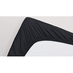 Snoozing - Katoen-satijn - Hoeslaken - Eenpersoons - 90x200 cm - Zwart