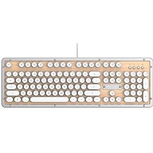 Azio Retro Classic USB (Kaart) - Bedraad Backlit Vintage Esdoornhout Mechanisch Toetsenbord voor PC (MK-RETRO-W-02-US)