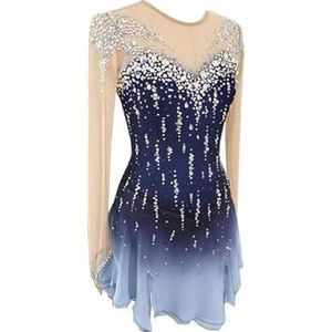 Nnnydjy Professionele Kunstschaatsjurken Voor Kinderen Meisjes Lange Mouwen Schaatssportdans Kostuum Balletgymnastiekwedstrijd Turnpakje Kristal,Blauw,11_13Years