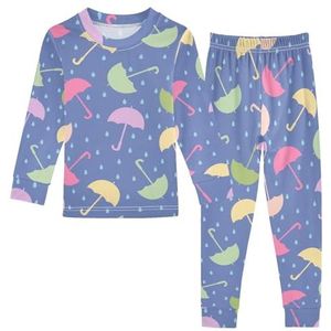 LI ZHI XIN Katoenen Paj Set Jongens Meisjes Nachtkleding Set Kinderen Lange Mouw Paj Set 2 Stuk Homewear Nachtkleding Leeftijd 1-8 Jaar Kleurrijke Paraplu Foto, Meerkleurig, 1 jaar