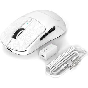 EWEADN x ATTACK SHARK R6 LIGHTSPEED Wireless Gaming Mouse, 39G Ultralicht Ontwerp, HyperSpeed met 8K Hz, PAW3950-sensor, Nordic52840, 42K DPI for e-Sports-game, Tri-mode Programmable Muizen - WhitePro