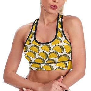 I Love Taco Patroon Ademend Sport BH's voor Vrouwen Draadloze Workout Yoga Vest Ondergoed Racerback Crop Tank Top L
