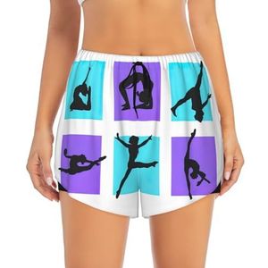 Yyoretp Gymnastiek Game Print Vrouwen Atletische Zweet Korte Zomer Dubbellaags Casual Workout Shorts met Liner, Zwart, S