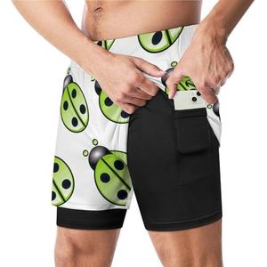 Groene Lieveheersbeestje Grappige Zwembroek met Compressie Liner & Pocket Voor Mannen Board Zwemmen Sport Shorts