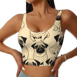 Leuke Mopshond Print Comfortabele Vrouwen Sport Vest Yoga Workout Vest Voor Vrouwen Lichtgewicht Zomer, Zwart, S