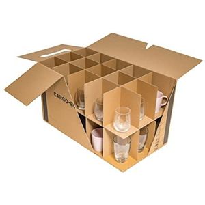 karton-billiger - 5 x glazen karton - verhuisdoos voor glazen, kopjes en flessen - 15-30 vakken