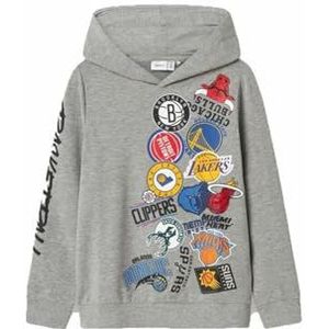 Name It Mjusty NBA WH UNB Ous sweatshirt met capuchon, voor kinderen, grijs, merk: Name It - EAN: 5715517347184, maat: 9-10 jaar