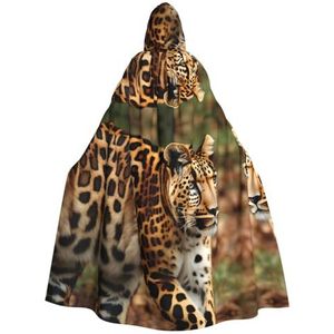 FRGMNT luipaarden patroon print Unisex volledige lengte capuchon mantel, feestmantel, perfect voor carnaval carnaval cosplay