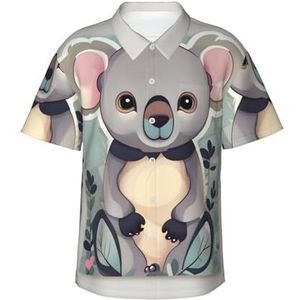 RRSZCC Hawaïhemd voor heren, met mooie koalaprint, licht, casual, korte mouwen, voor zomer, strand, vakantie, zwart, 3XL