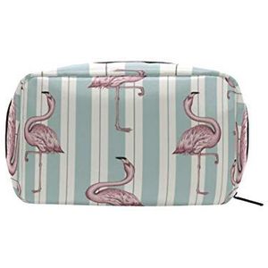 MONTOJ Flamingo groene streep patroon make-up zip zak cosmetische zakken