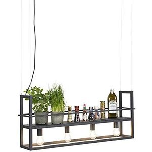 QAZQA Hanglamp Zwart met Rek 4-lichts - Cage Rack