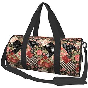 Reizen plunjezak Bloem Dots Sport Gym Tas Voor Dames En Mannen Schouder Sport Reizen Duffle Weekender Workout Bag Voor Oefening, Yoga, Fietsen, Zwemmen, Camping, Zwart, One Size