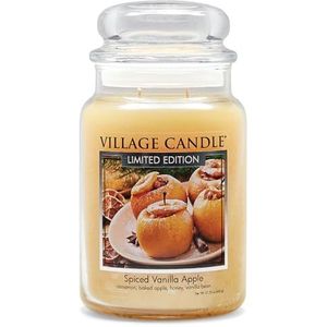 Village Candle Gekruide Vanille Apple, Grote Glazen Apothecary Jar Geurkaars, 22 Oz, Ivoor