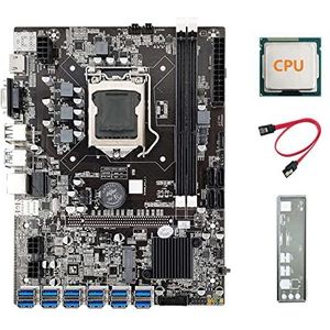 AMIUHOUN B75 USB ETH Mijnbouw Moederbord+CPU+Baffle+-kabel 12XPCIE naar USB3.0 DDR3 MSATA LGA1155 B75 BTC Moederbord